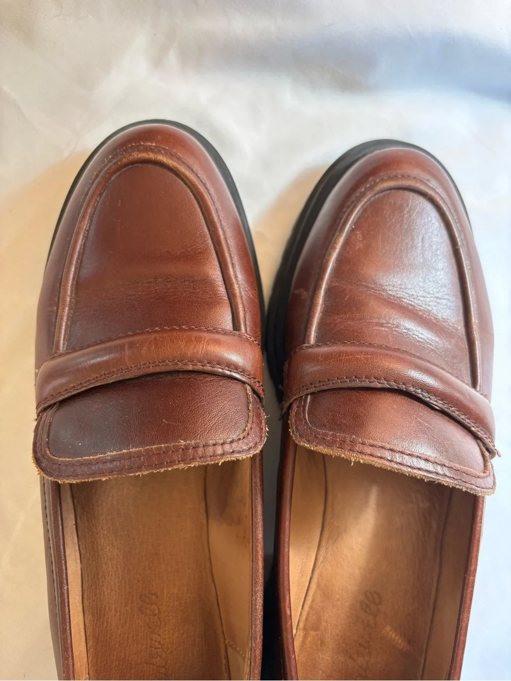 Madewell Bradley Chestnut Leather Lug Sole Slip-On Loafers